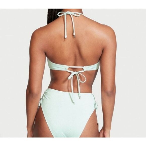 Victoria’s Secret Metallic Winter Ice Blue Bikini Set Top S, Bottom Sz M - Picture 3 of 10